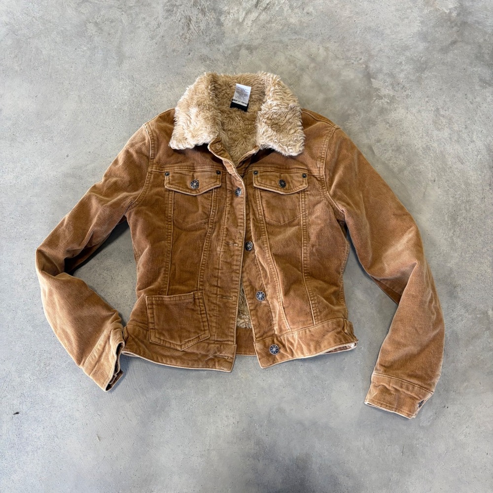 Timing USA Corduroy Sherpa Lined Trucker Jacket Brown Camel DJC-1687 Small